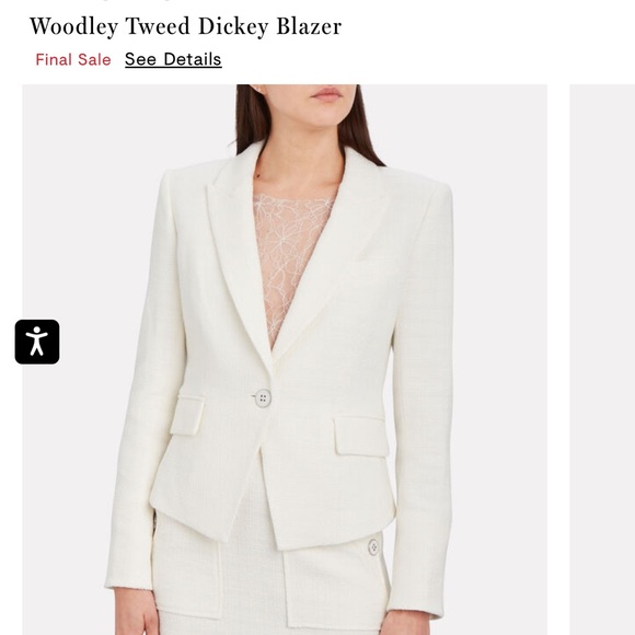 VERONICA BEARD WOODLEY DICKEY TWEEDjacket/blazer, ivory/white, size 8 - Picture 5 of 15